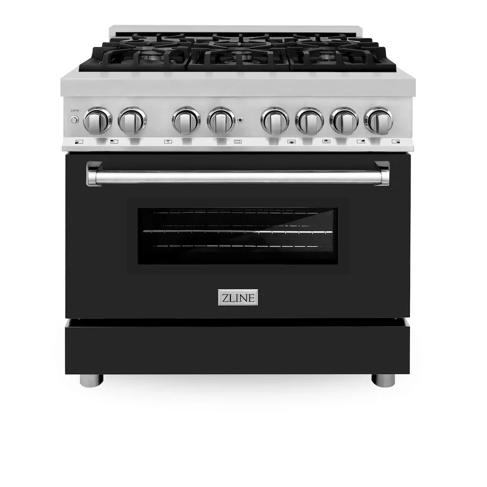 ZLINE 36" Bundle Range RA-BLM-36 &  Wall Range Hood KB-36, 2KP-RABLMRH36