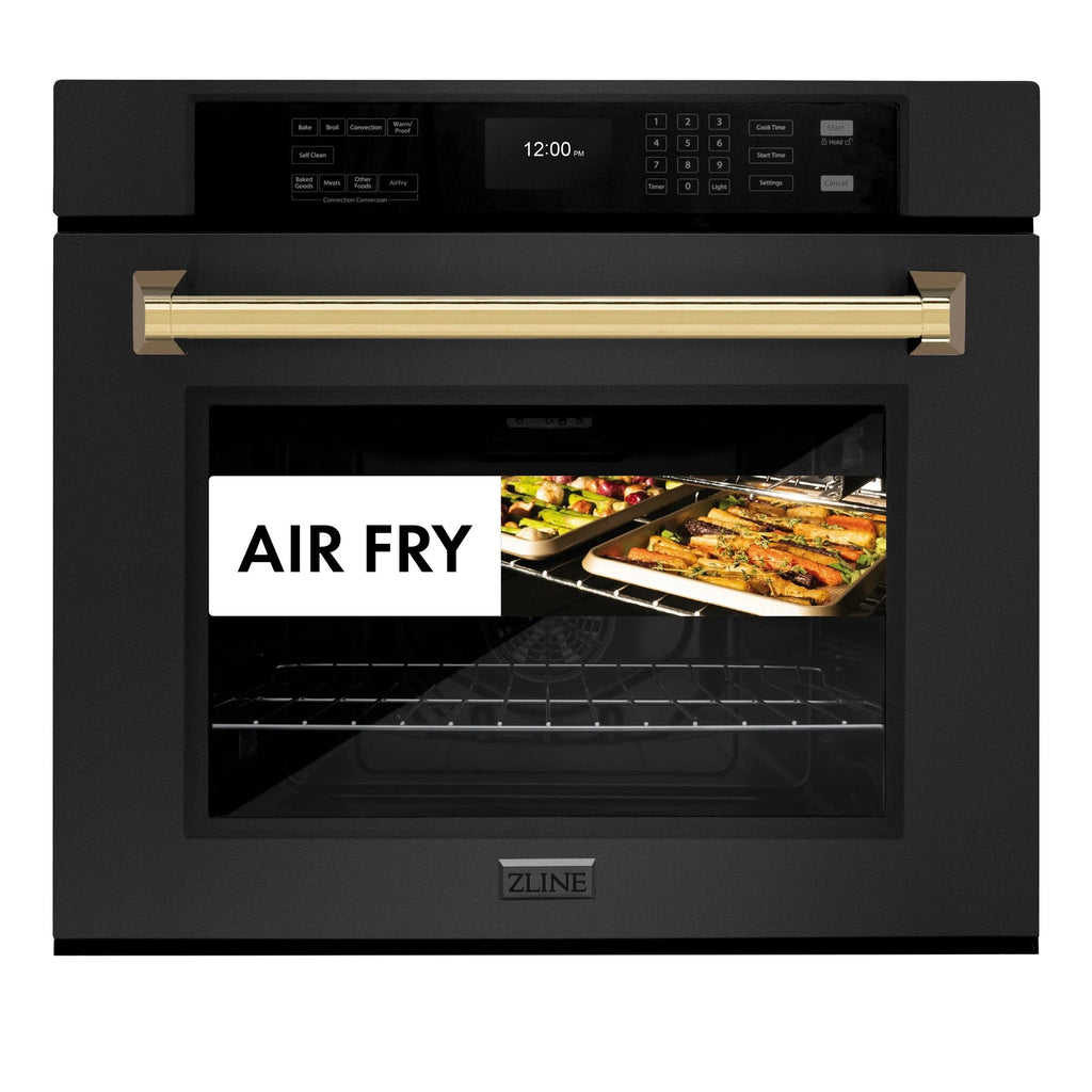 ZLINE 30 "Professional True Convection Single Wall Oven, Air Fry, Self Clean, Black Stainless Steel, Champagne Bronze WASBZ-30-CB
