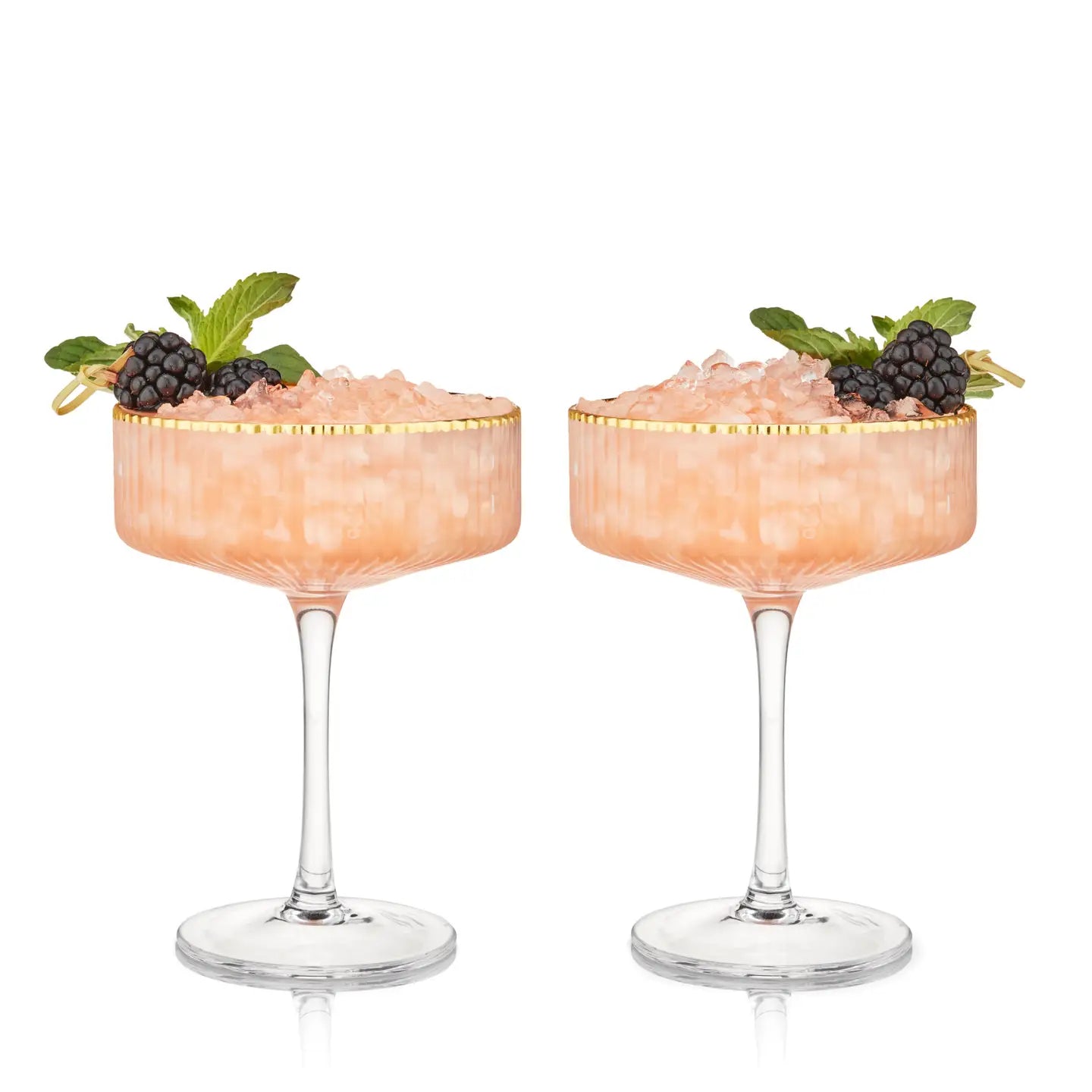 Deco Meridian Gold Rimmed Crystal Coupe Glasses - Set of 2