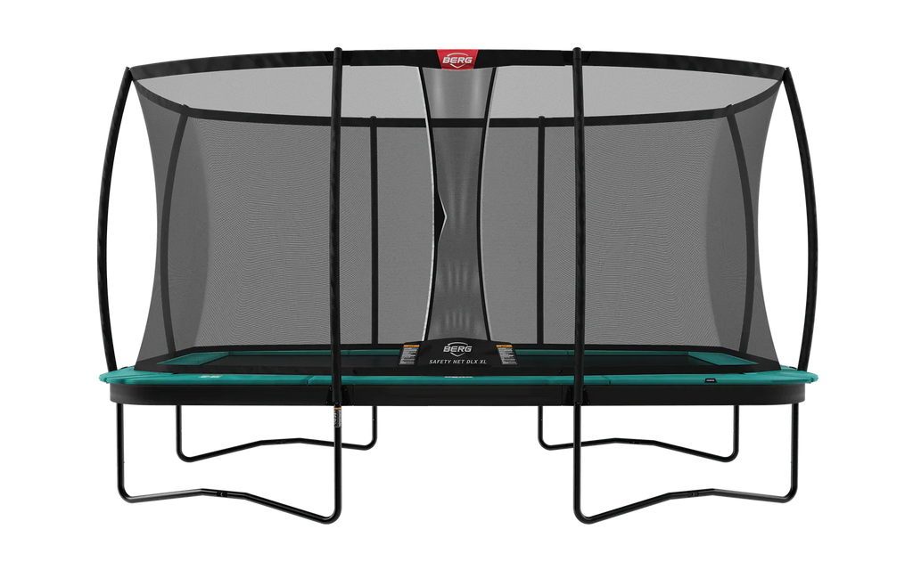 BERG Ultimate Champion Rectangle Above Ground Trampoline and Safety Net Deluxe XL