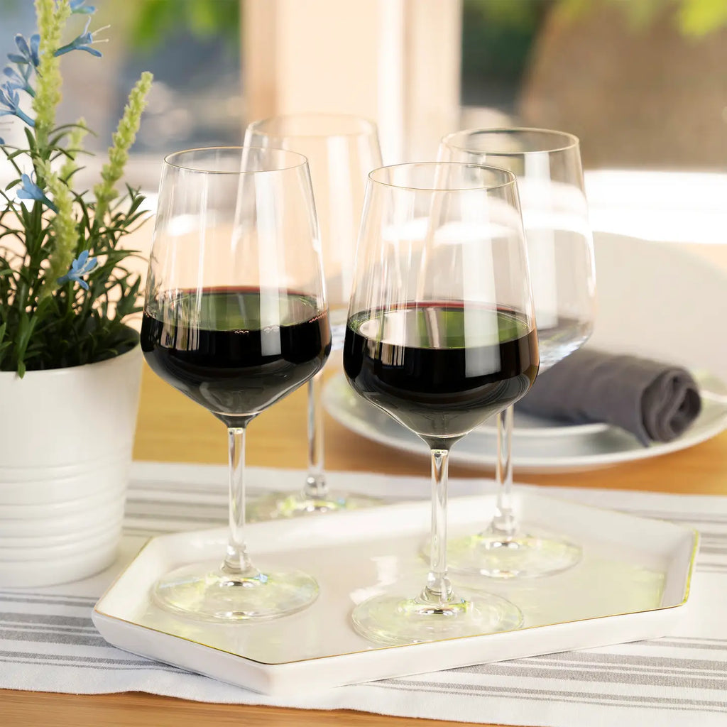 Style Stemmed Crystal Red Wine Glasses - Set of 4