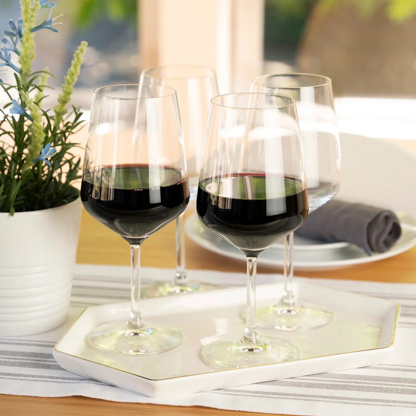 Style Stemmed Crystal Red Wine Glasses - Set of 4