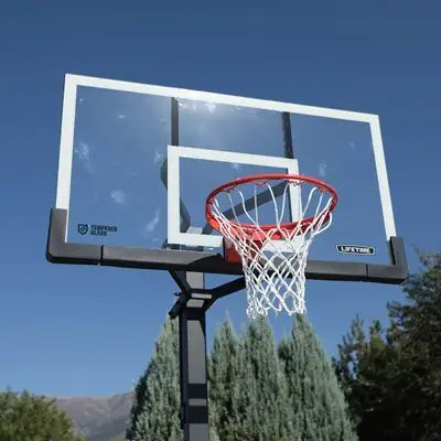 Lifetime Adjustable Bolt Down Basketball Hoop (60-Inch Tempered Glass)