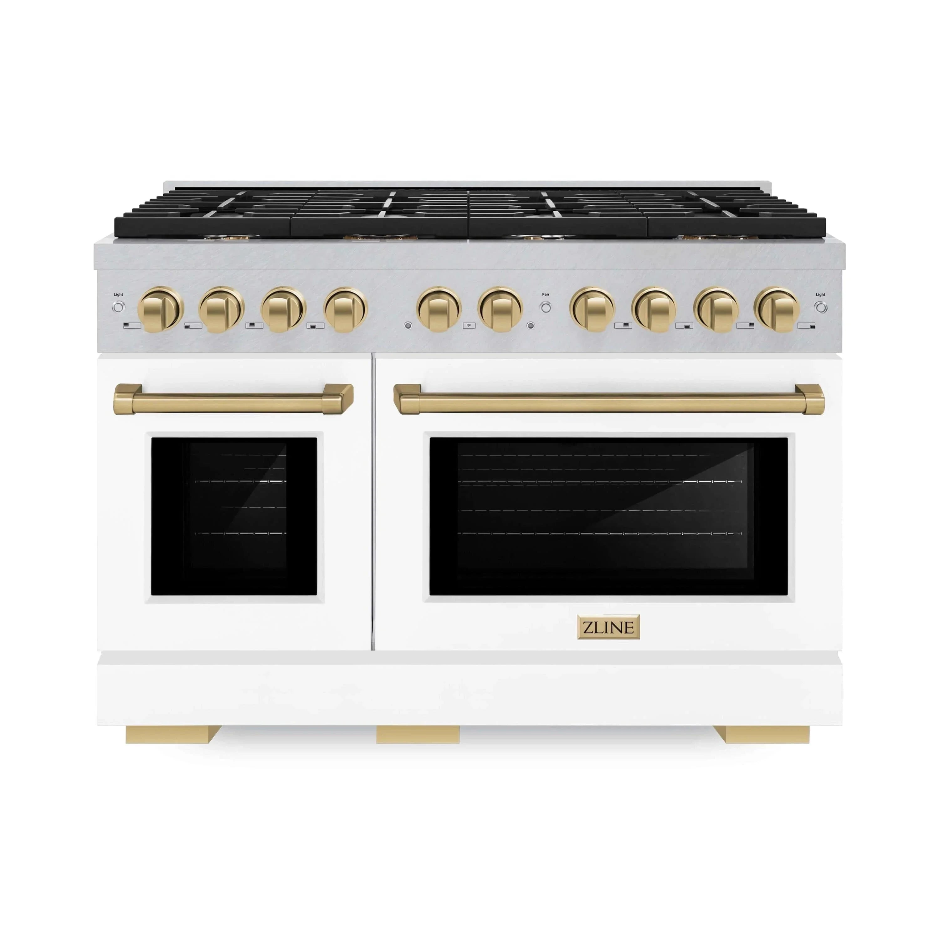 ZLINE 48"Paramount Dual Fuel Range DuraSnow® White Matte, Champagne Bronze SDRSZ-WM-48-CB