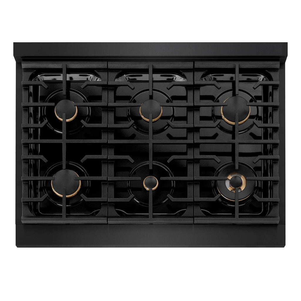 ZLINE 30" Paramount Gas Rangetop Black Stainless Steel Polished Gold SRTBZ-30-G