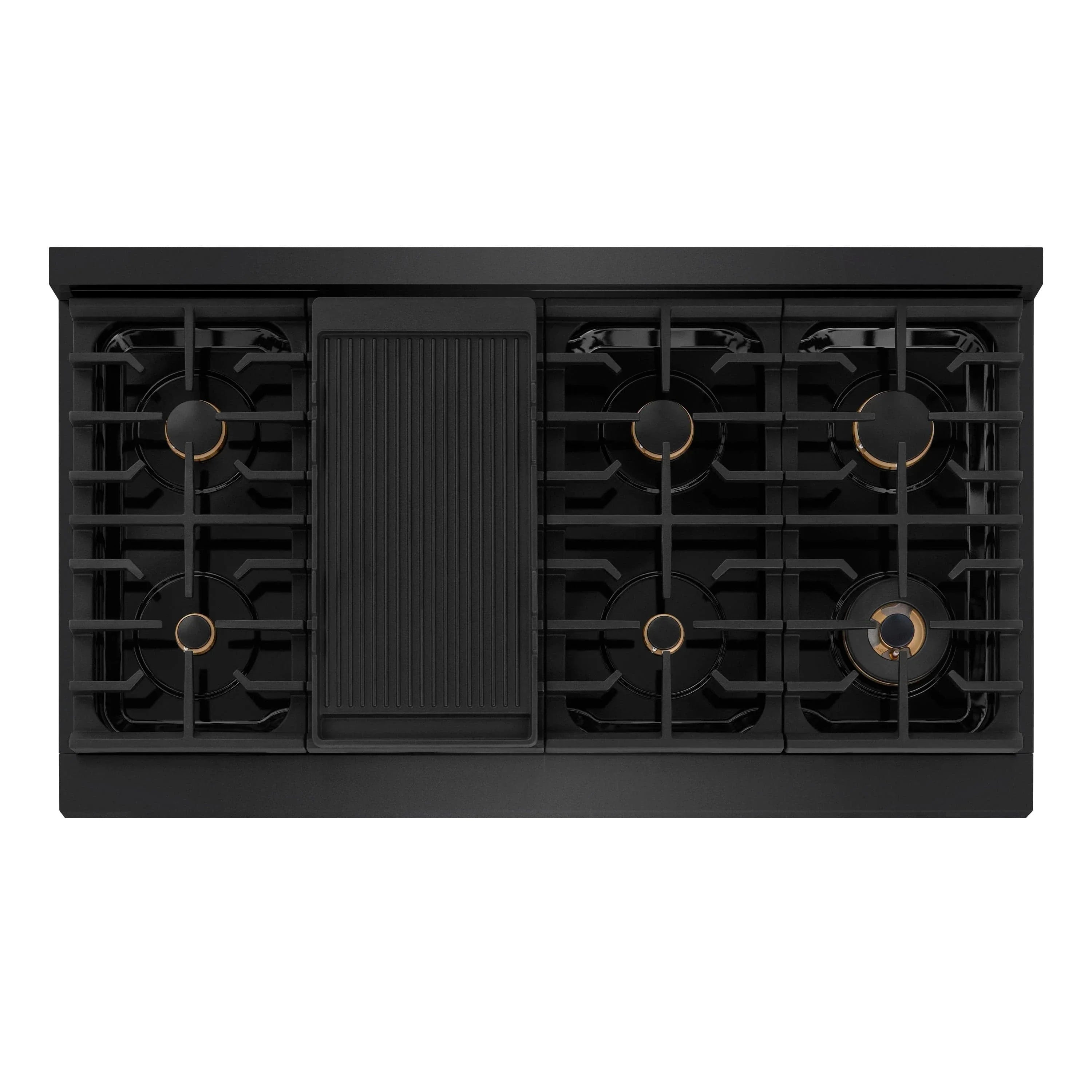 ZLINE 48" Paramount Gas Rangetop Black Stainless Steel Polished Gold SRTBZ-48-G