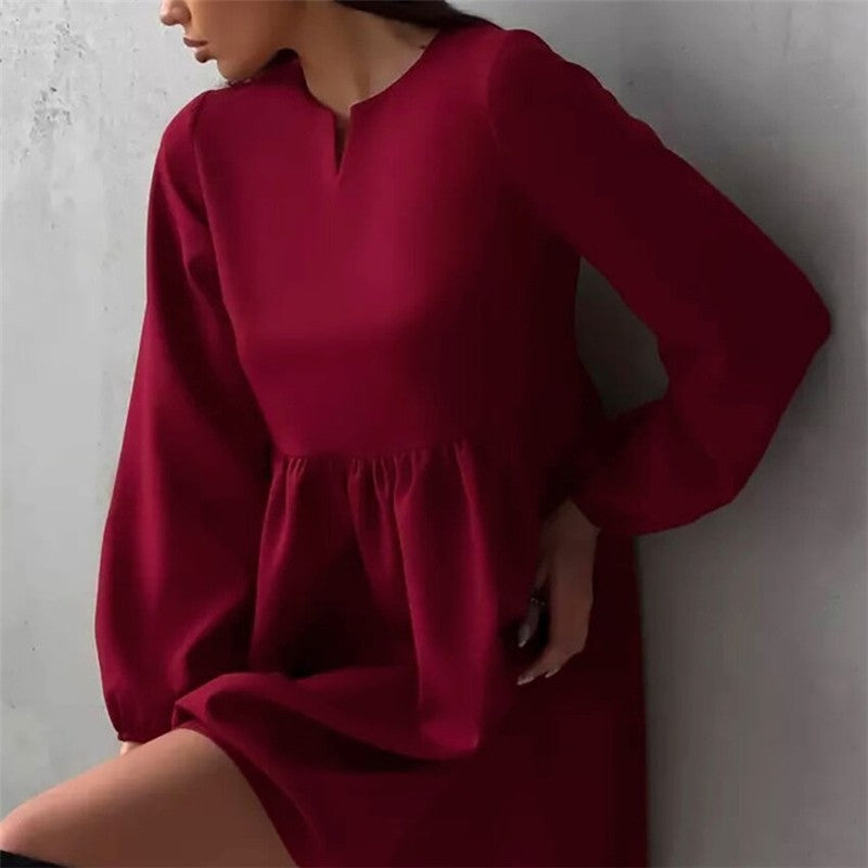 Casual Chic Long Sleeve A-Line Dress for Easy Commuting