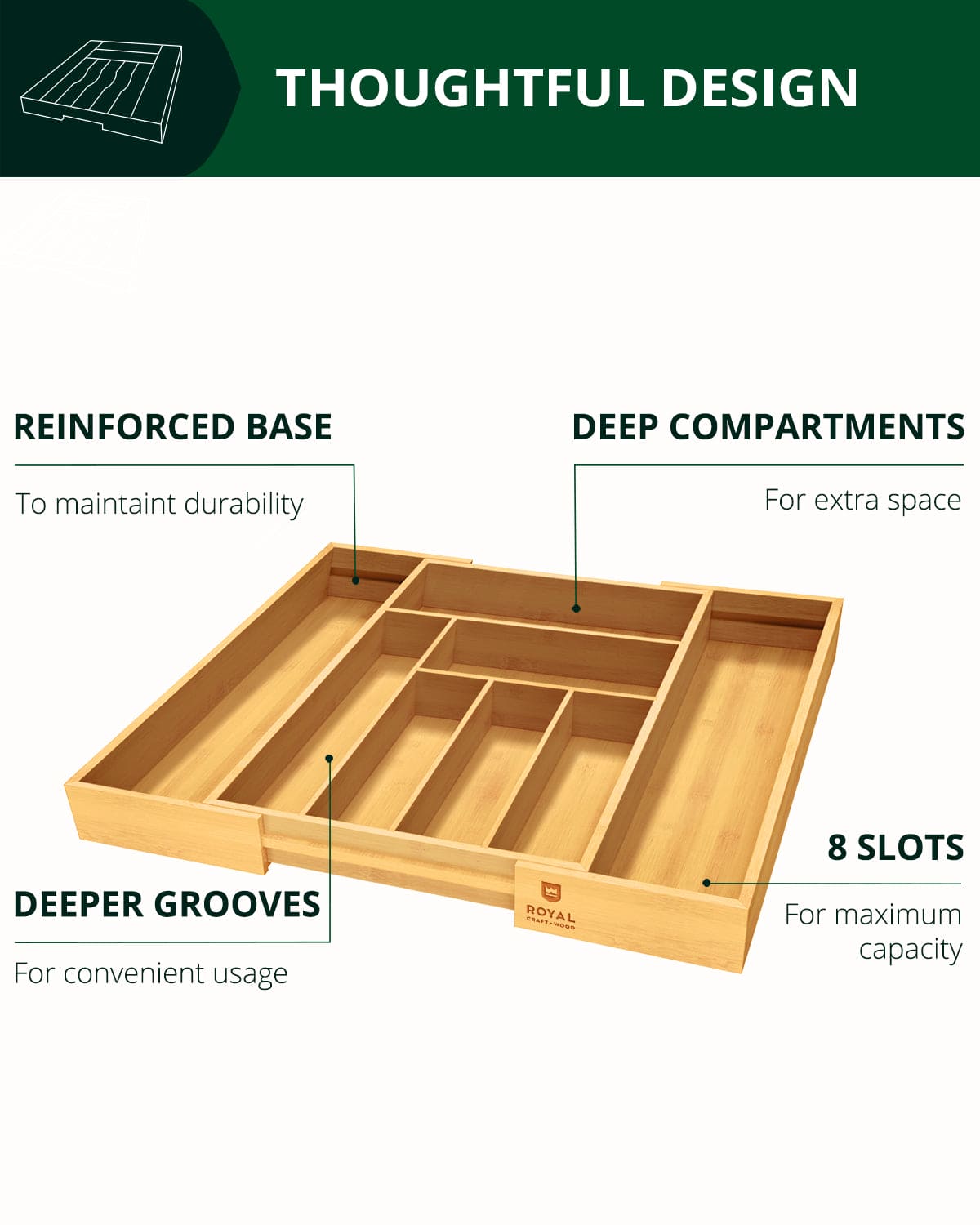 Expandable Silverware Organizer (8 Slots)