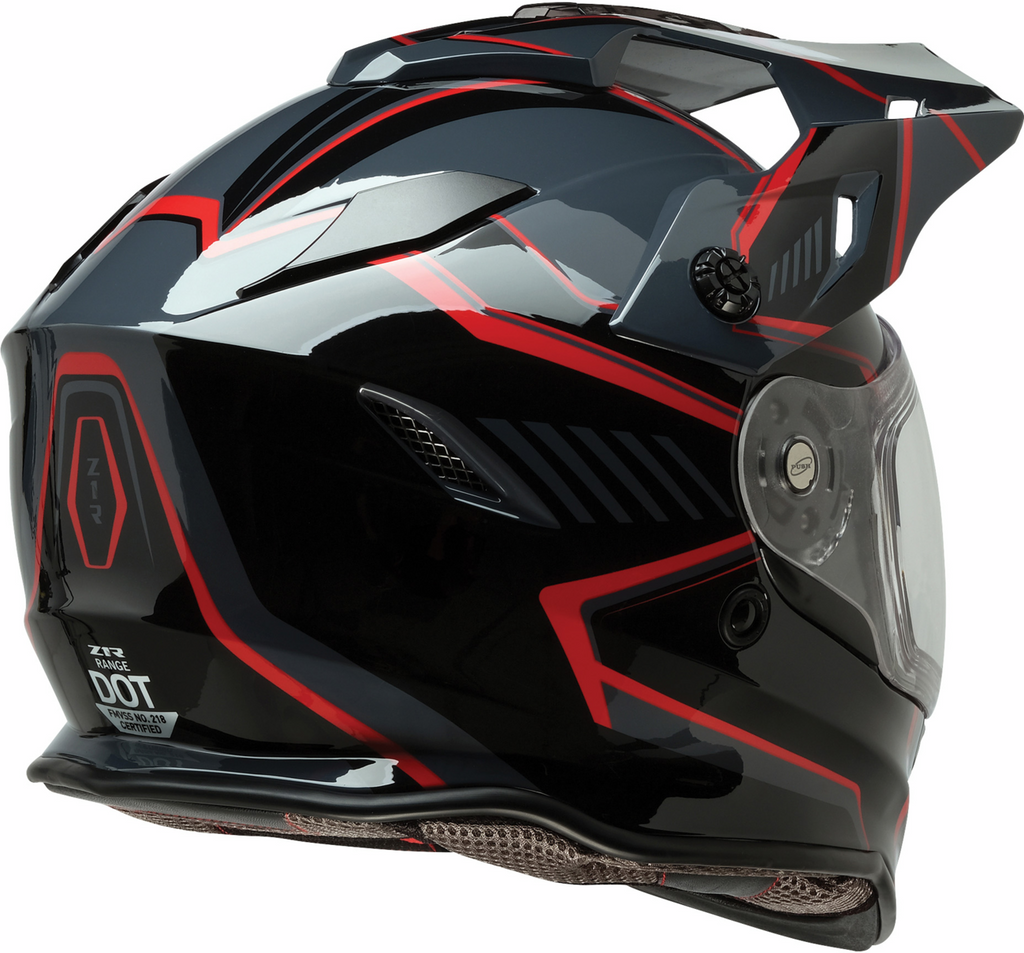 Z1R, Z1R Range 2.0 Voyager Helmet - Black/Red, XL - Versatile Dual-Sport Motorcycle Helmet with Sun Visor and Communication Pocket