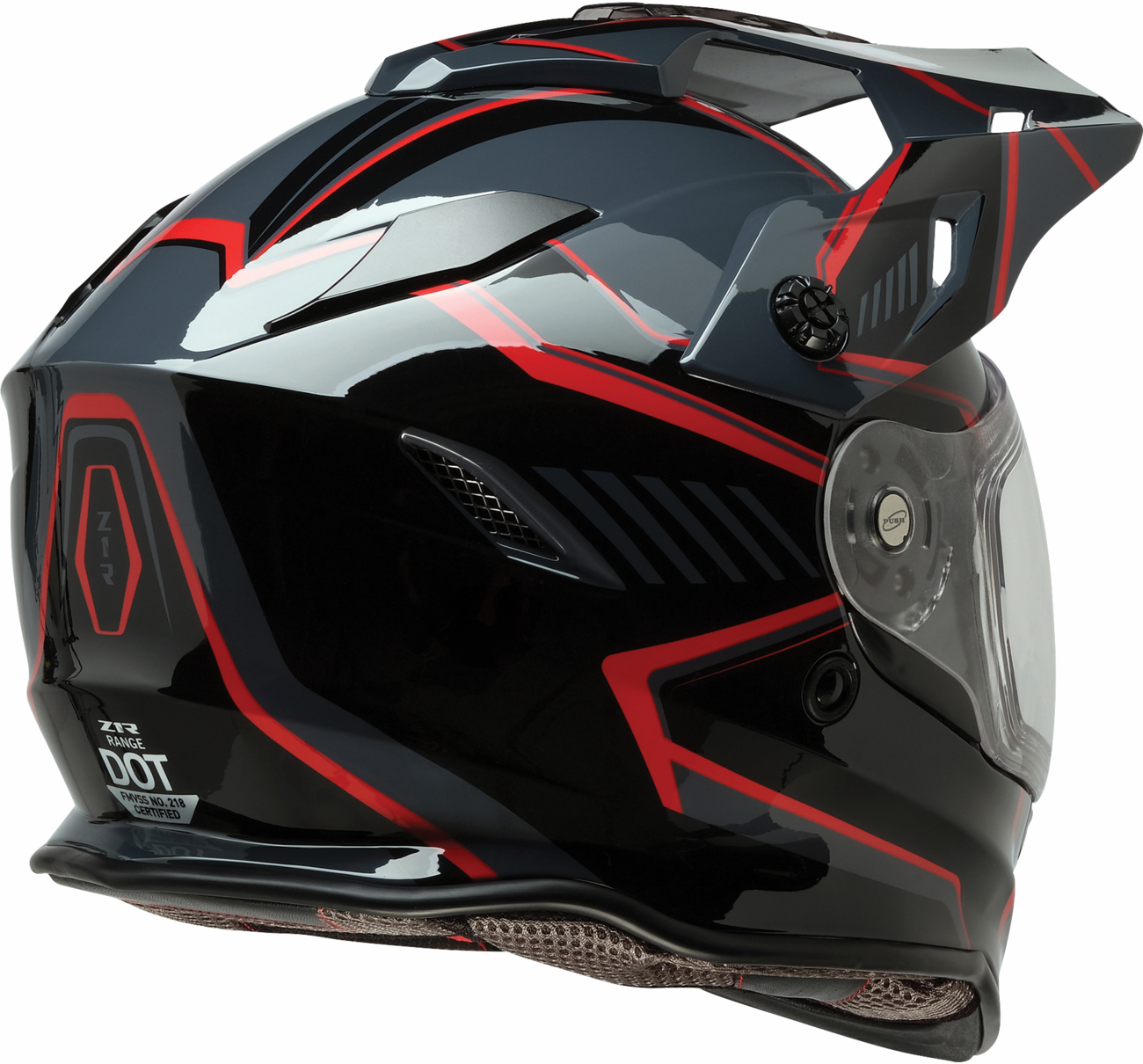 Z1R, Z1R Range 2.0 Voyager Helmet - Black/Red, XL - Versatile Dual-Sport Motorcycle Helmet with Sun Visor and Communication Pocket