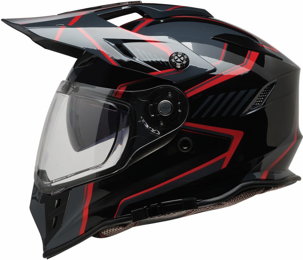 Z1R, Z1R Range 2.0 Voyager Helmet - Black/Red, XL - Versatile Dual-Sport Motorcycle Helmet with Sun Visor and Communication Pocket