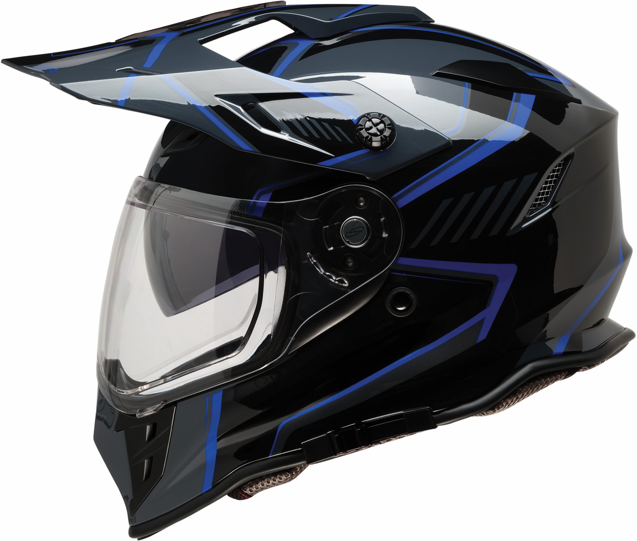Z1R, Z1R Range 2.0 Helmet Voyager Black/Blue XS - Versatile Dual-Sport Motorcycle Helmet with Sun Visor and Communication Pockets