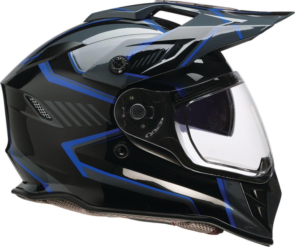Z1R, Z1R Range 2.0 Voyager Helmet - Black/Blue, 2XL - Versatile Dual-Sport Motorcycle Helmet with Sun Visor and Communication Pockets