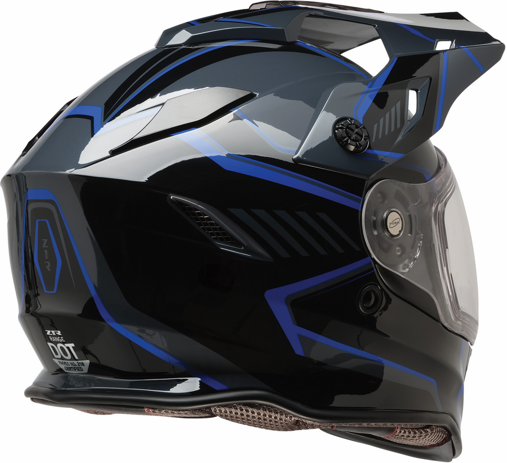 Z1R, Z1R Range 2.0 Voyager Helmet - Black/Blue, 2XL - Versatile Dual-Sport Motorcycle Helmet with Sun Visor and Communication Pockets