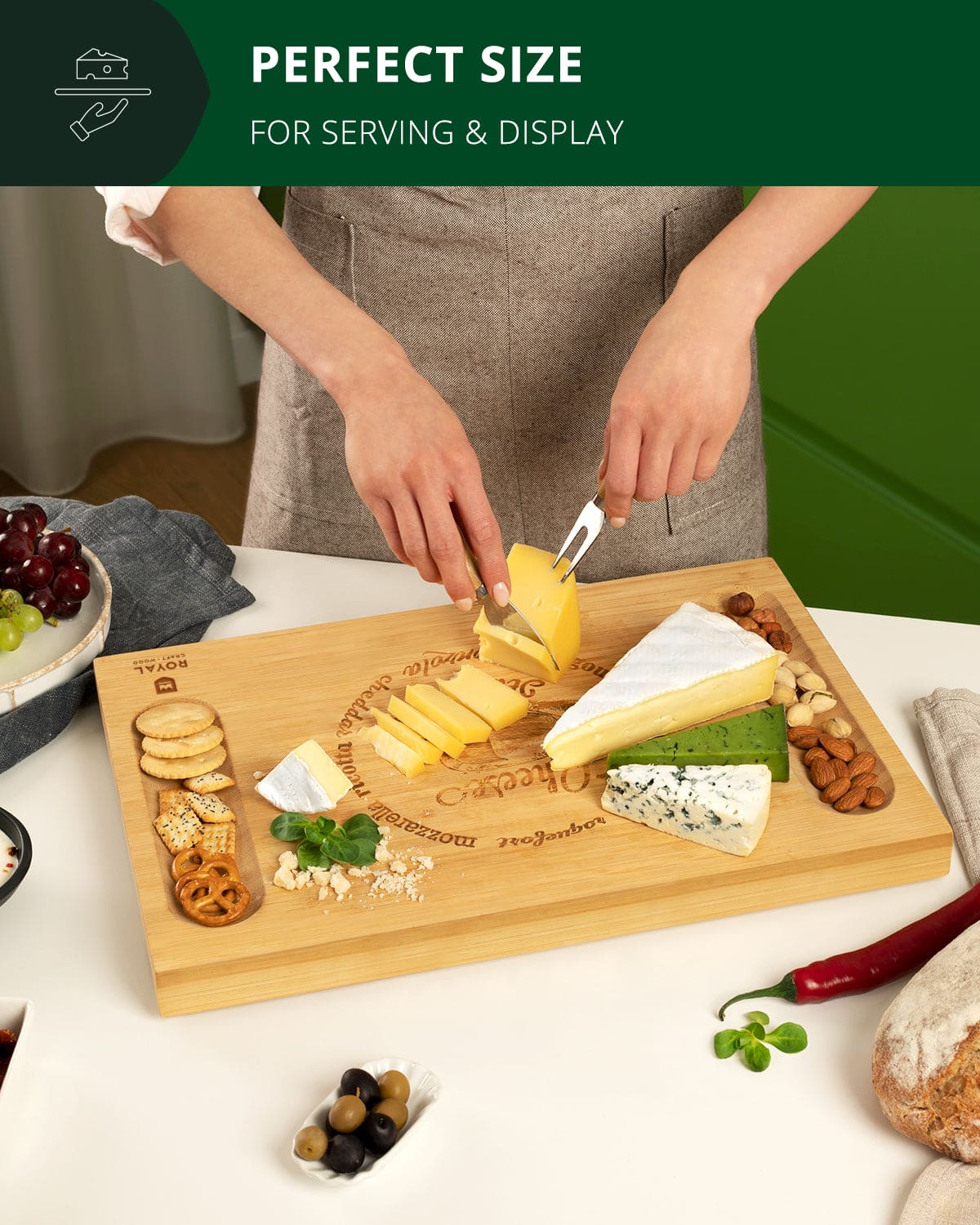 Cheese Board w/knives, 16.5"x11"