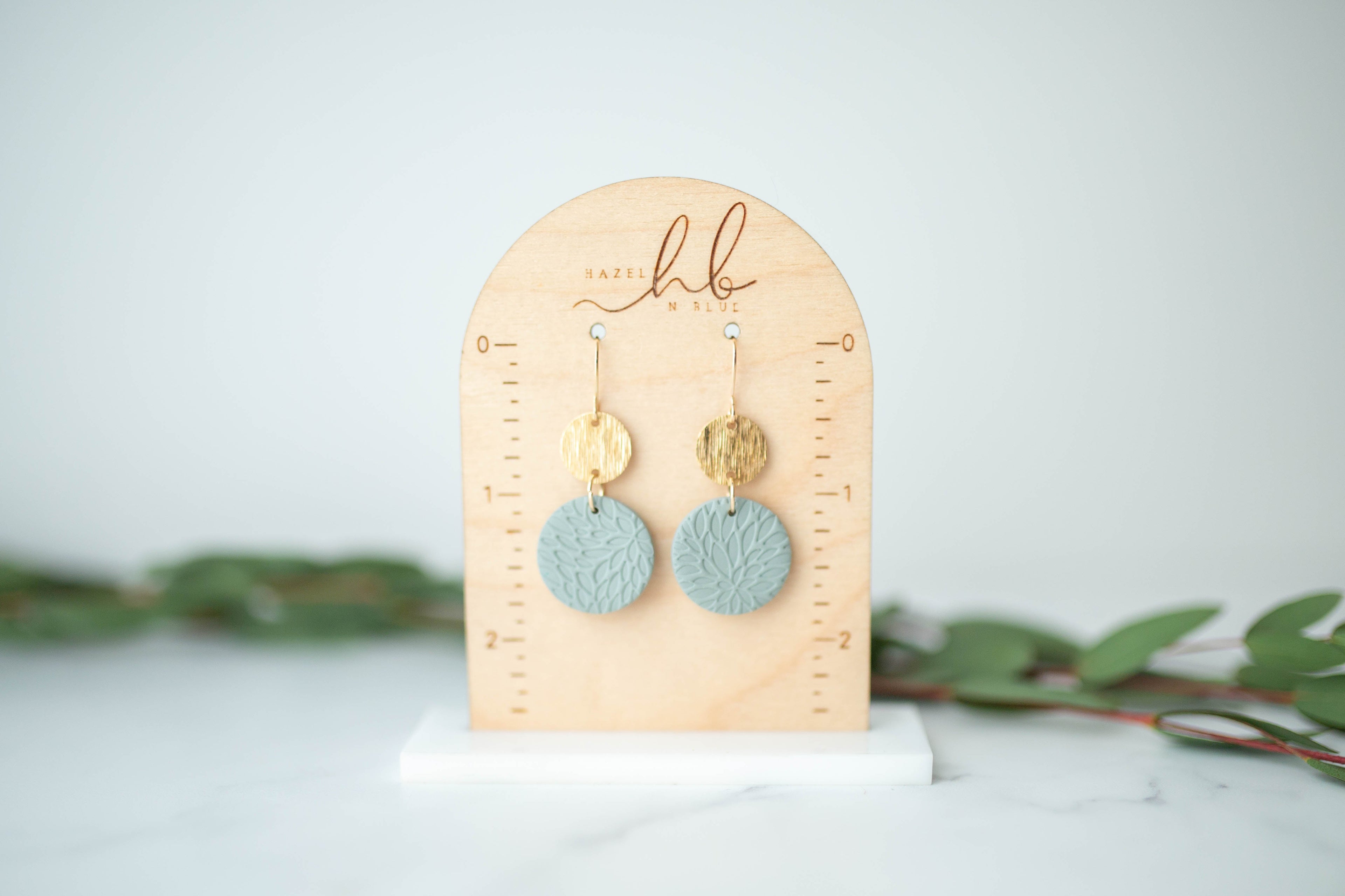 Clay Earrings | Circle Imprint Dangles ( Sm ) | Earth+Sky Collection