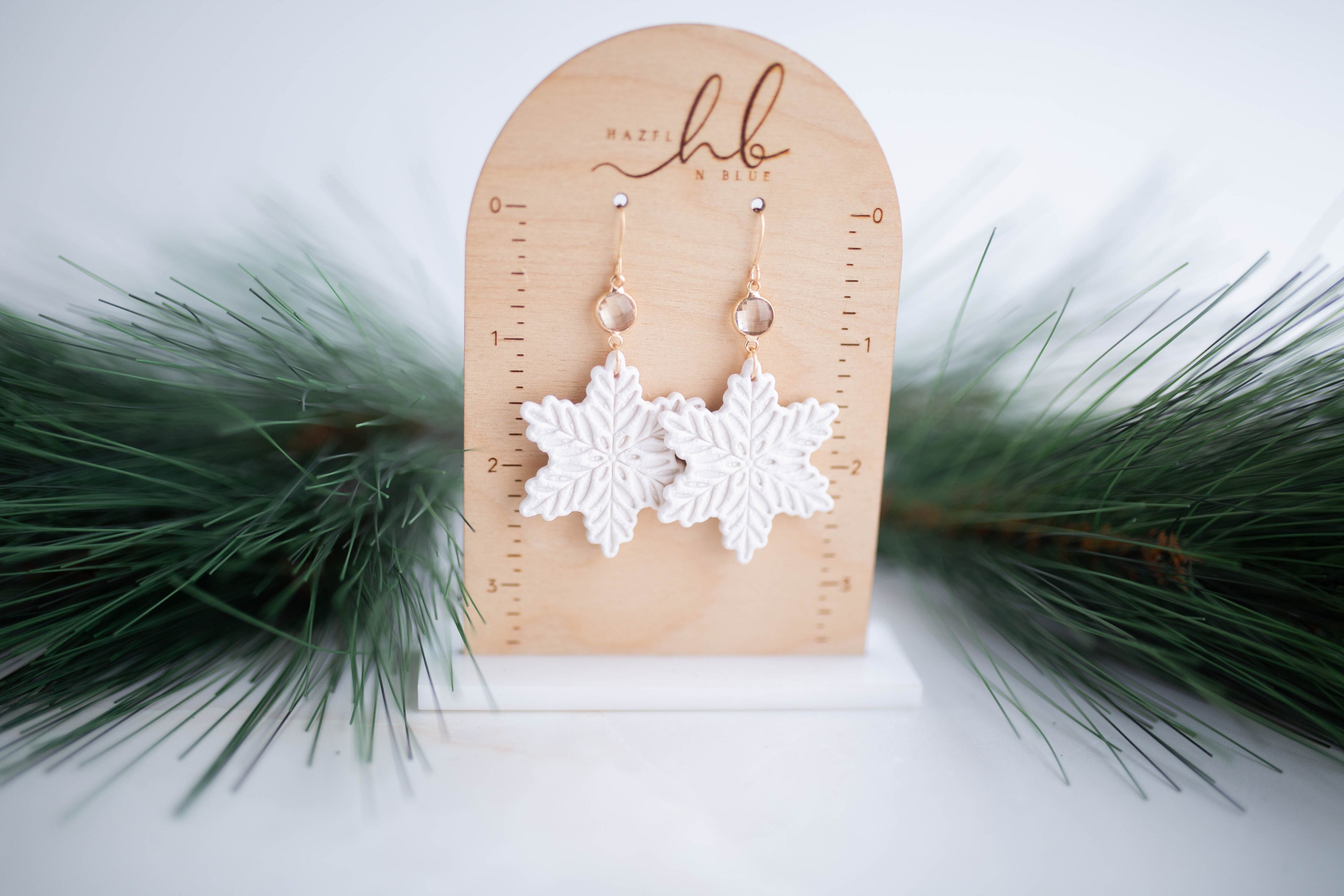 Clay Earrings | Lg. Snowflake Dangles | Jingle+Joy Collection