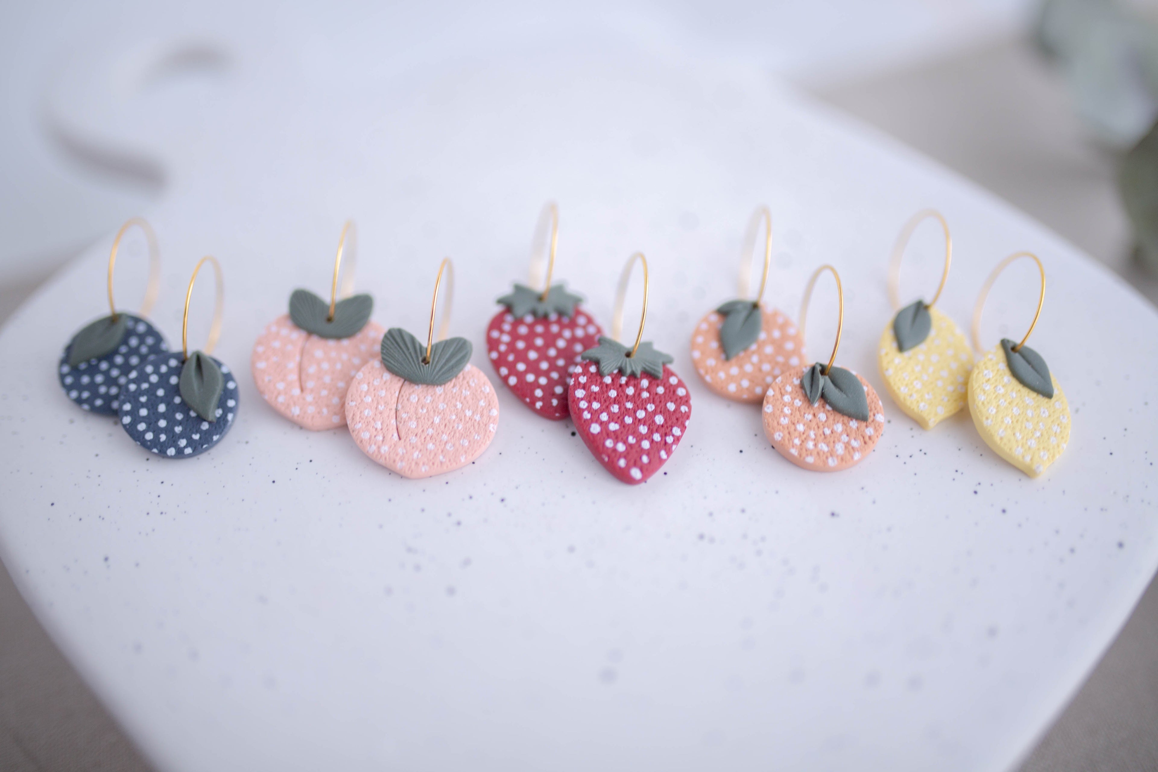 Clay Earrings | Fruit Mini Hoops | Picnic Basket Collection