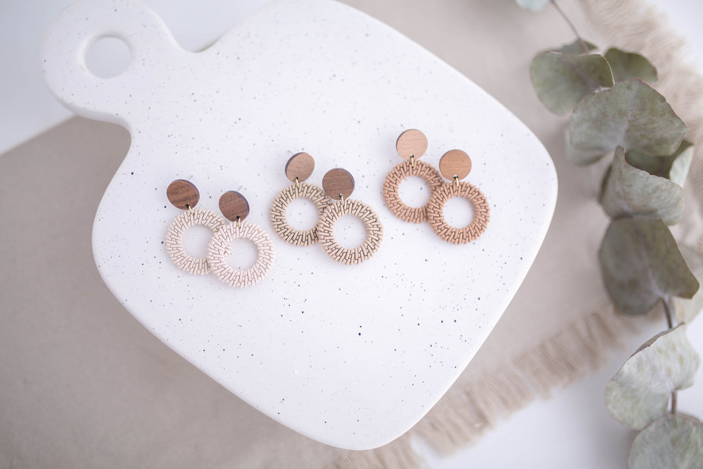Clay Earrings | Rattan Circles | Picnic Basket Collection