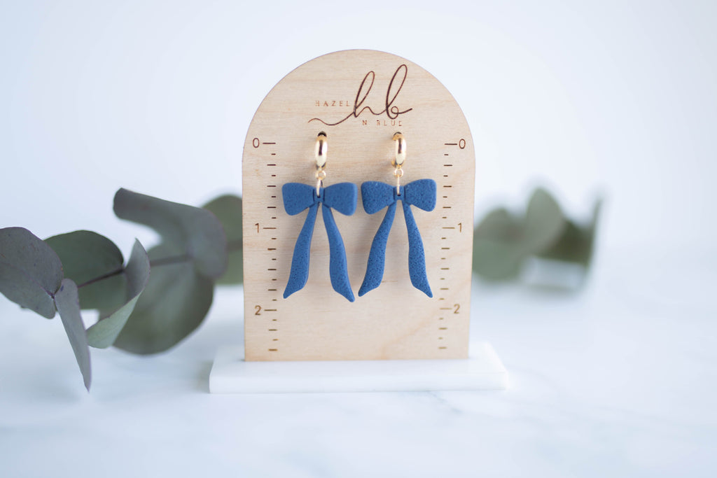 Clay Earrings | Indigo Bows | Indigo Daydream Collection