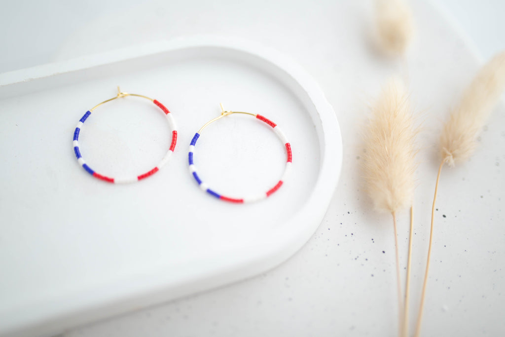 Beaded earrings | USA Hoops | Patriotic Collection