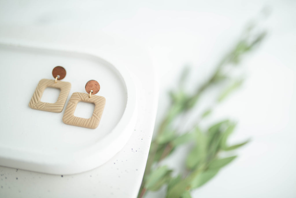 Clay Earrings | Square Dangles | Earth+Sky Collection