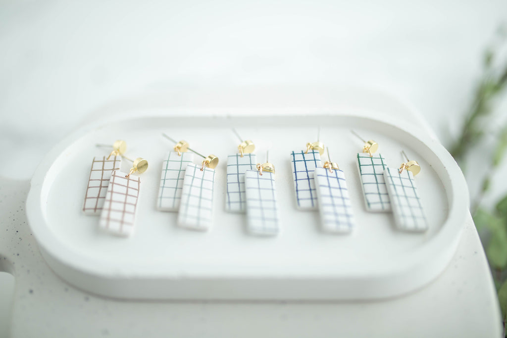 Clay Earrings | Lined Dangles | Earth+Sky Collection