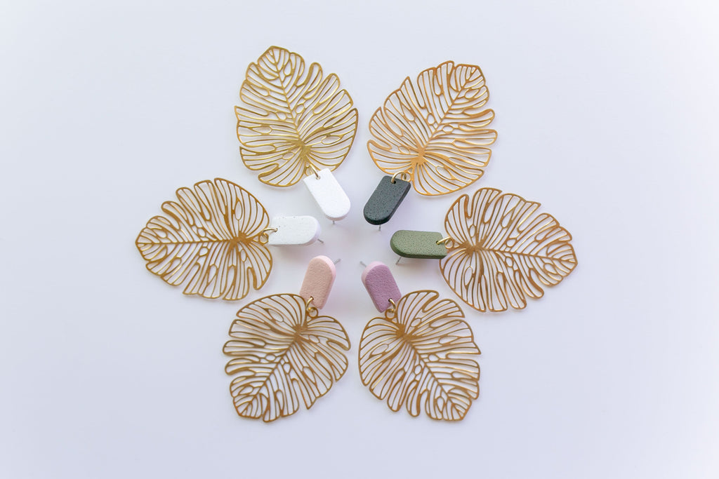 Clay earring | Sage Beachy Leaves | Beach Collection