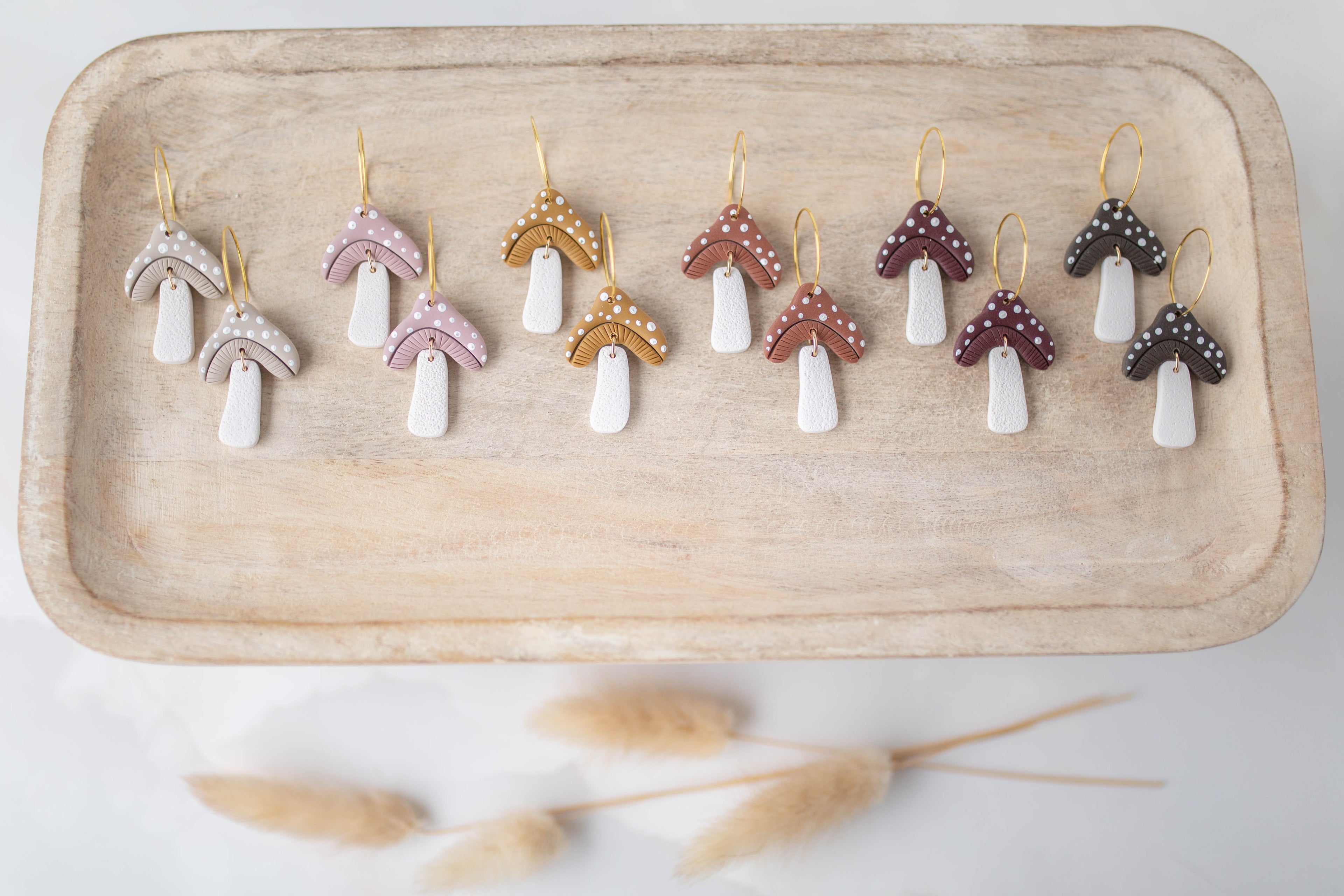 Clay Earrings | Mushroom Hoops | All Things Fall Collection
