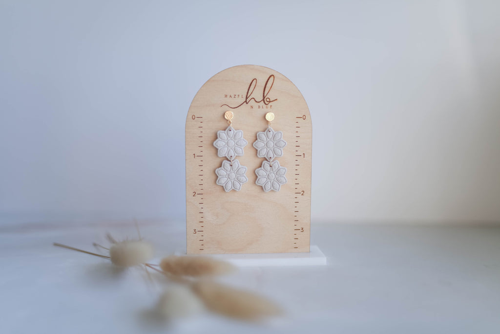 Clay Earrings | Boho Double Bloom Dangles | Autumn Vibes Collection