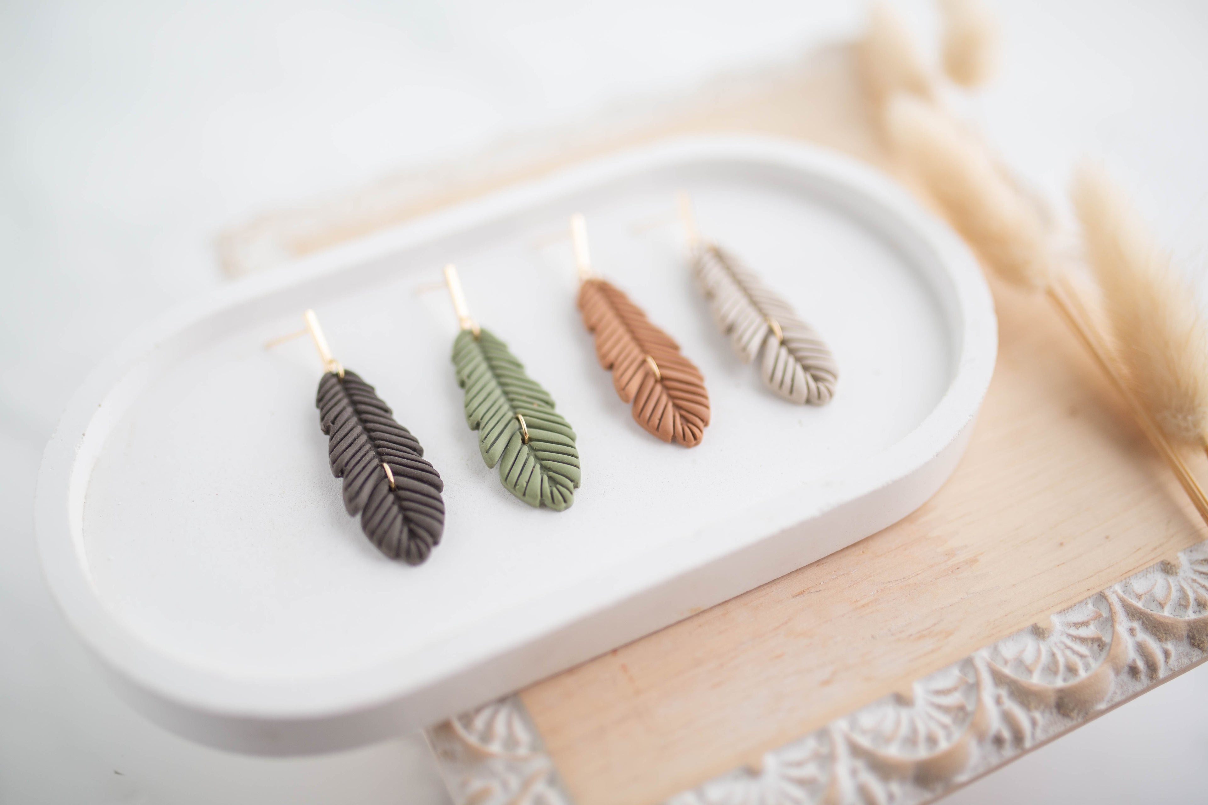 Clay Earrings | Feather Dangles | Cozy Cowgirl Collection