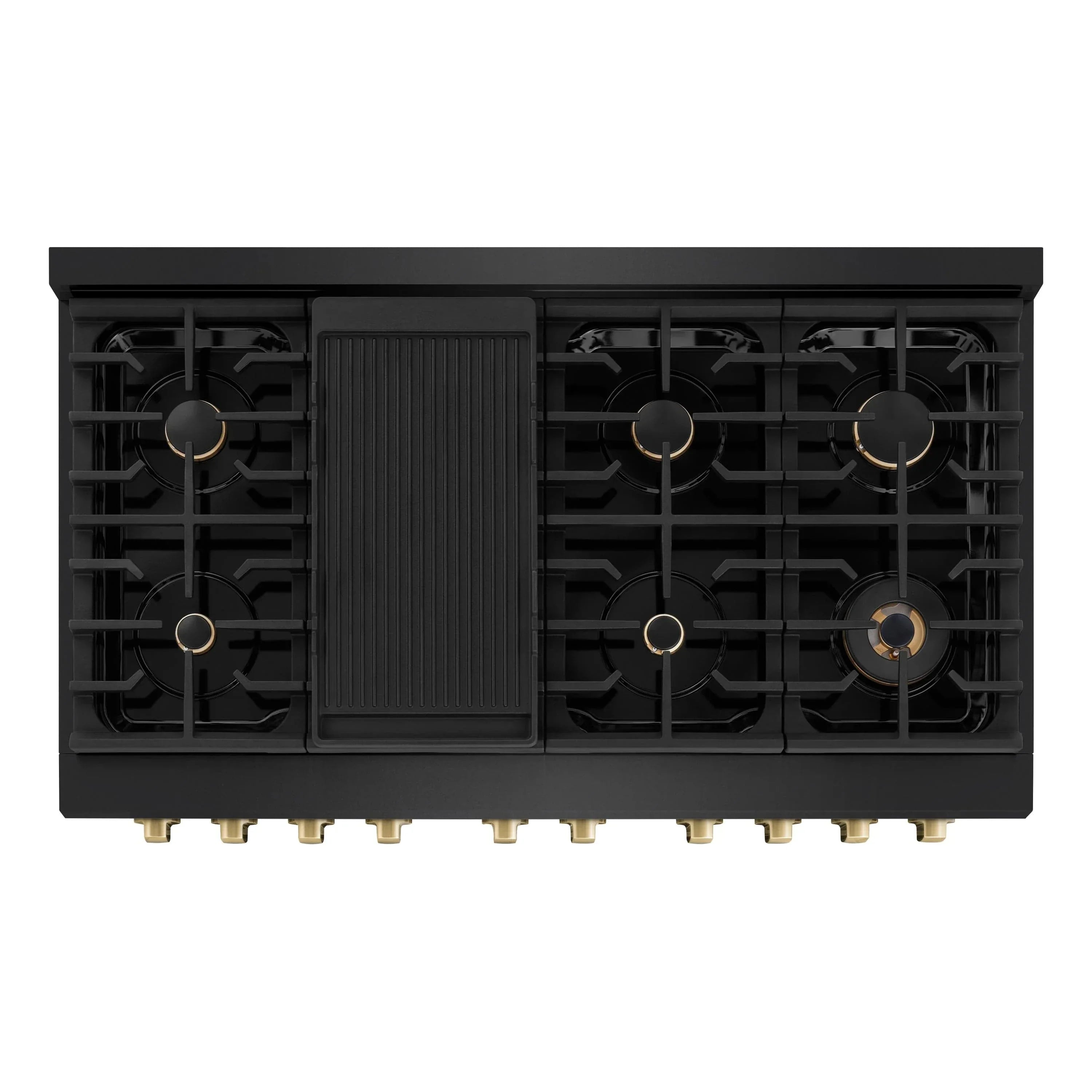 ZLINE 48"Paramount Dual Fuel Range Black Stainless Steel, Champagne Bronze SDRBZ-48-CB