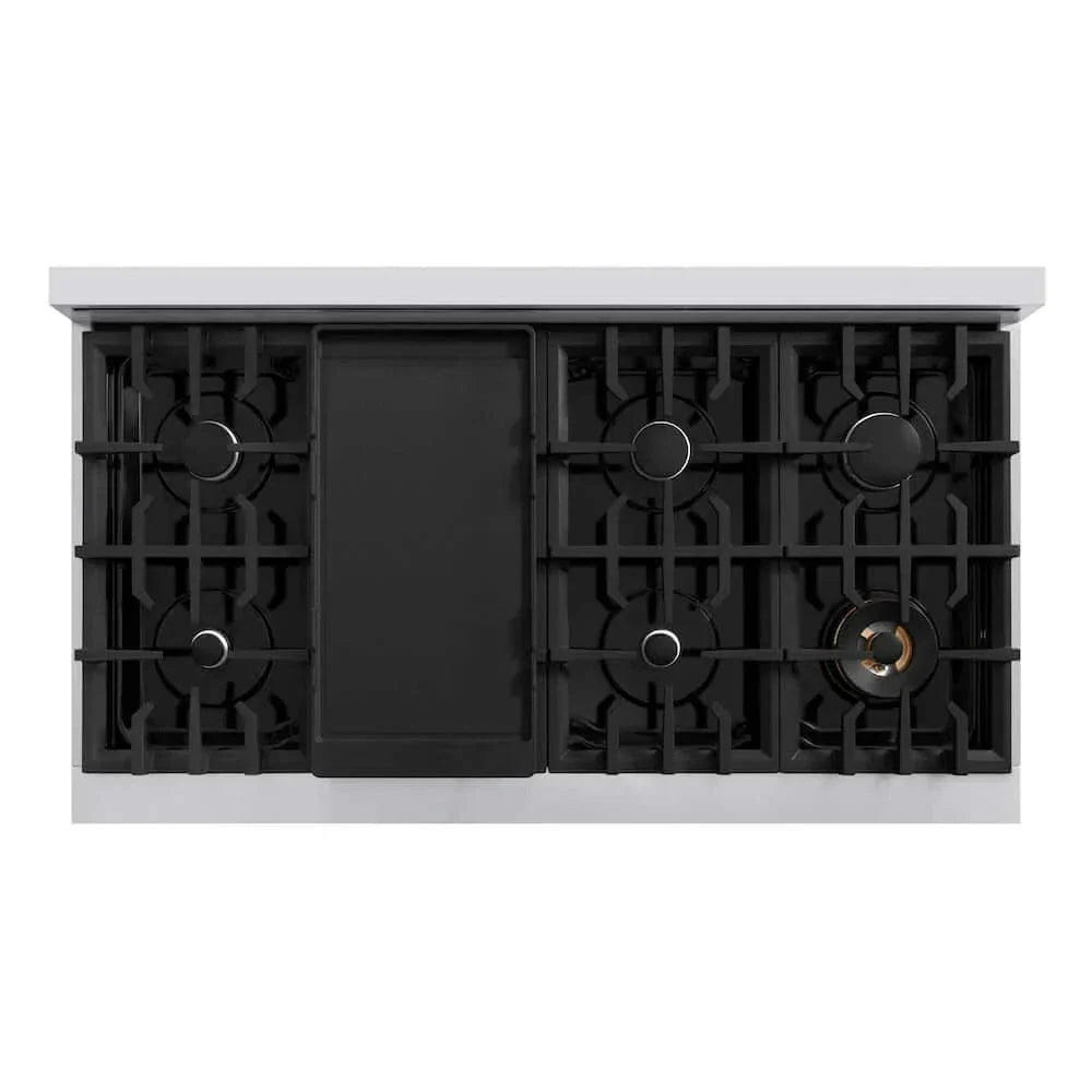 ZLINE 48"Classic Gas Range, Convection Gas Oven, Stainless Steel, White Matte Door CGR-WM-48