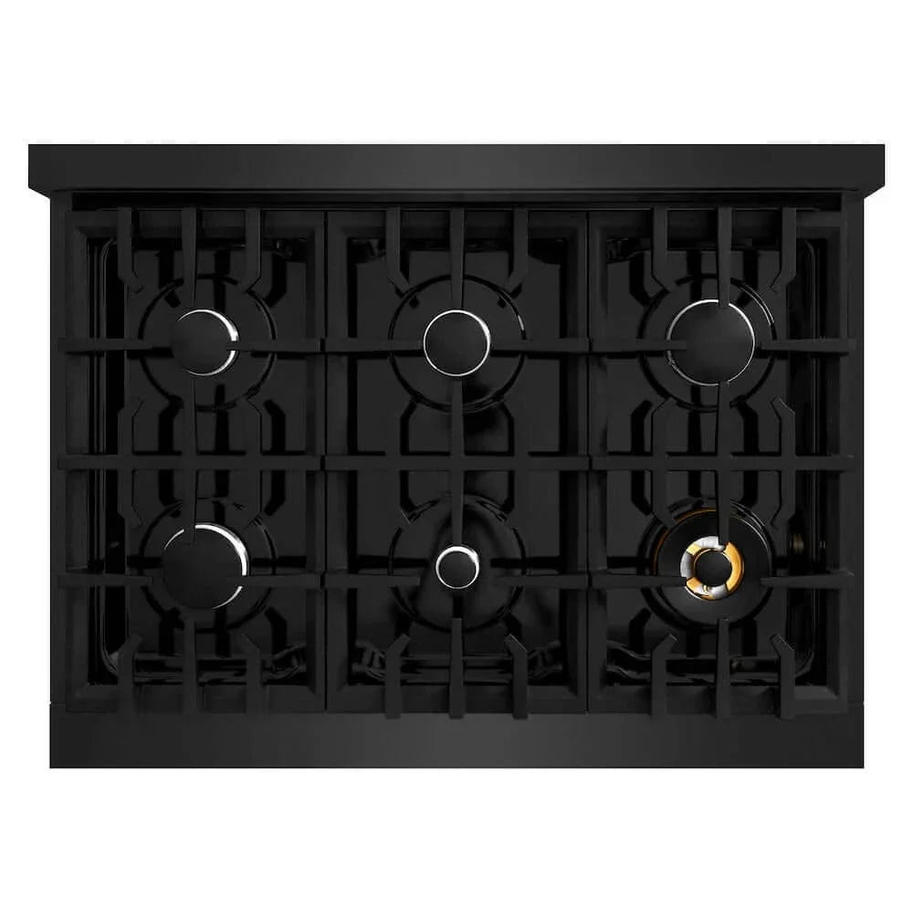 ZLINE 36" Select Gas Range Convection Gas Oven Black Stainless Steel HGRB-36