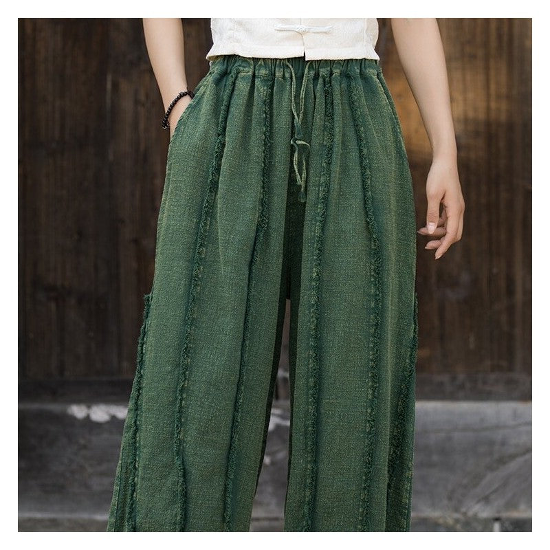 Solid Color Sand Washed Brushed Drawstring Pants