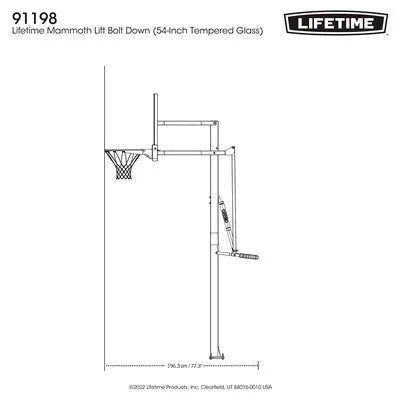 Lifetime Mammoth Lift Bolt Down Basketball Hoop (54-Inch Tempered Glass)