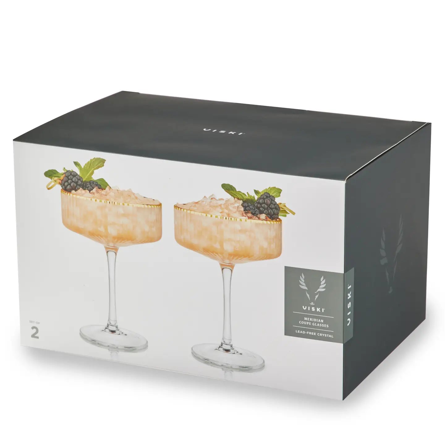 Deco Meridian Gold Rimmed Crystal Coupe Glasses - Set of 2
