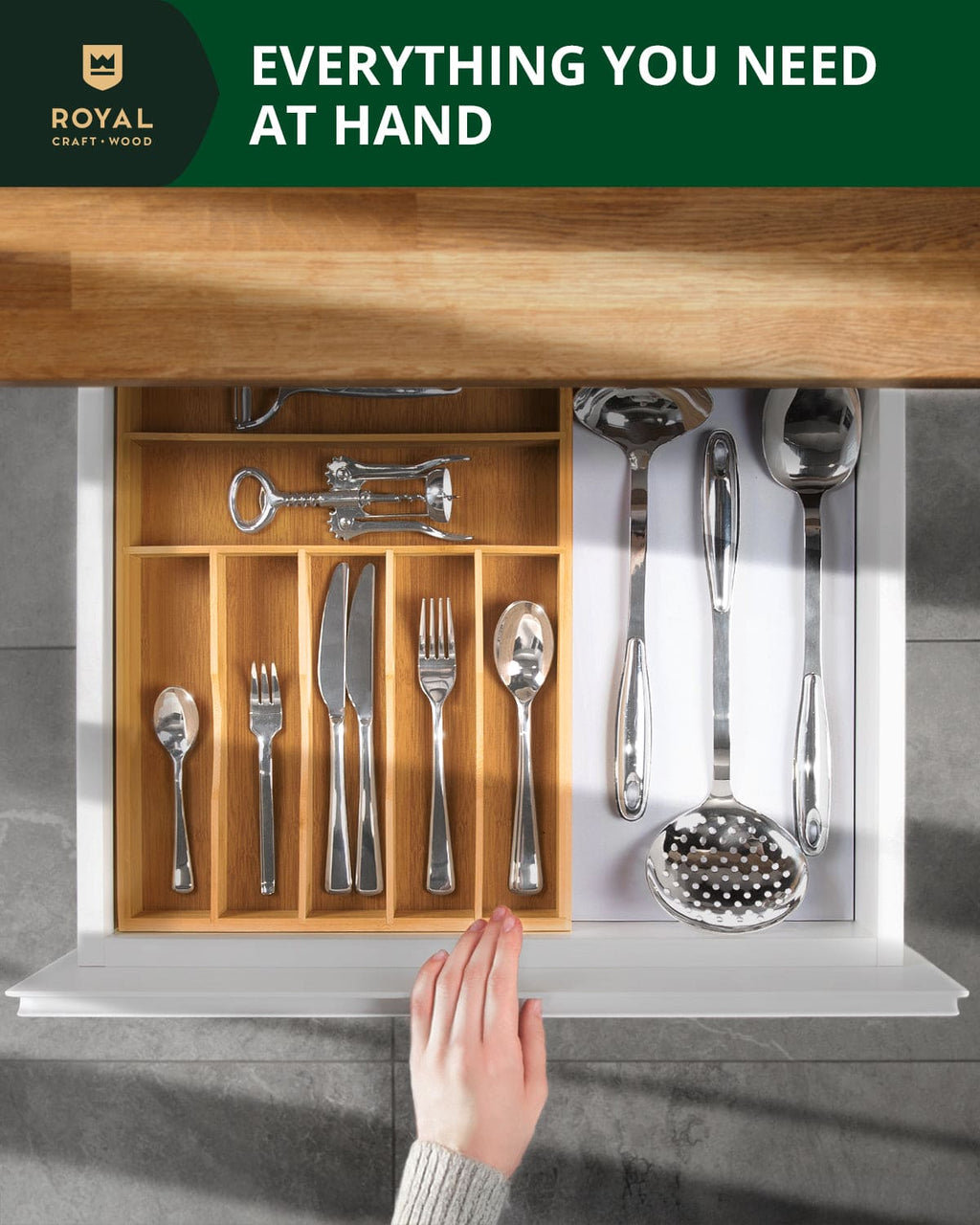 Basic Silverware Drawer Organizer, Natural