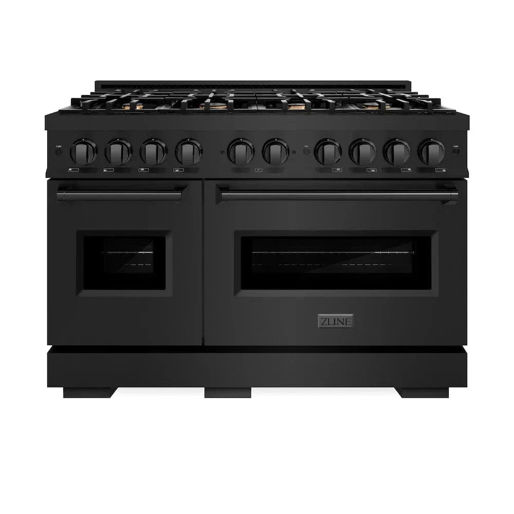 ZLINE 48" Classic Gas Range, Convection Gas Oven Black Stainless Steel Brass Burners, CGRB-BR-48