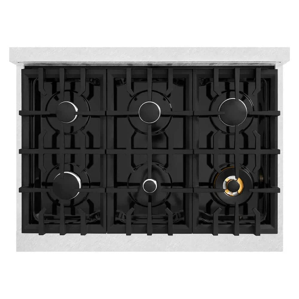 ZLINE 36"Classic Gas Range, Convection Gas Oven, DuraSnow® Stainless Steel, White Matte Door CGRS-WM-36