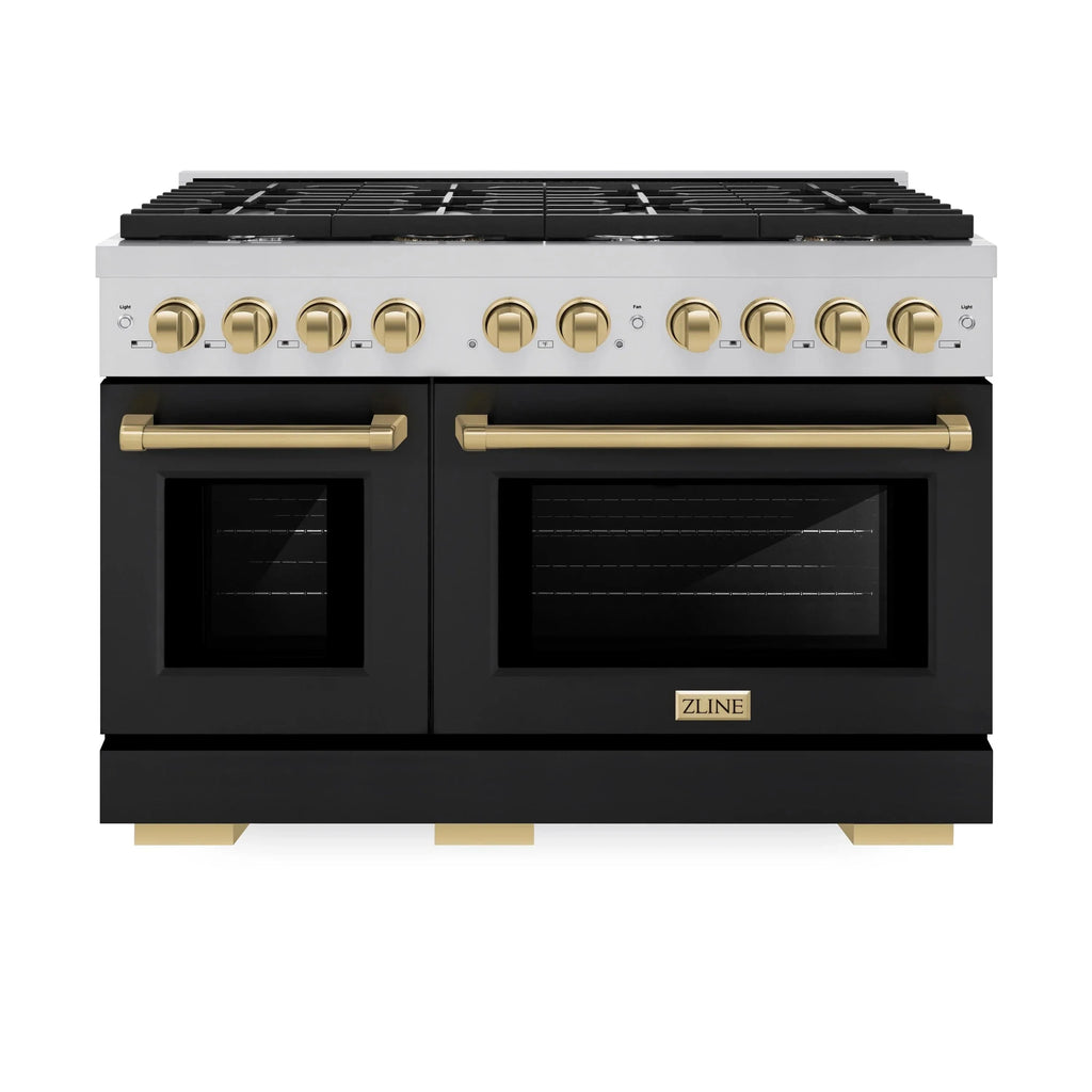 ZLINE 48"Paramount Dual Fuel Range Black Matte Champagne Bronze SDRZ-BLM-48-CB