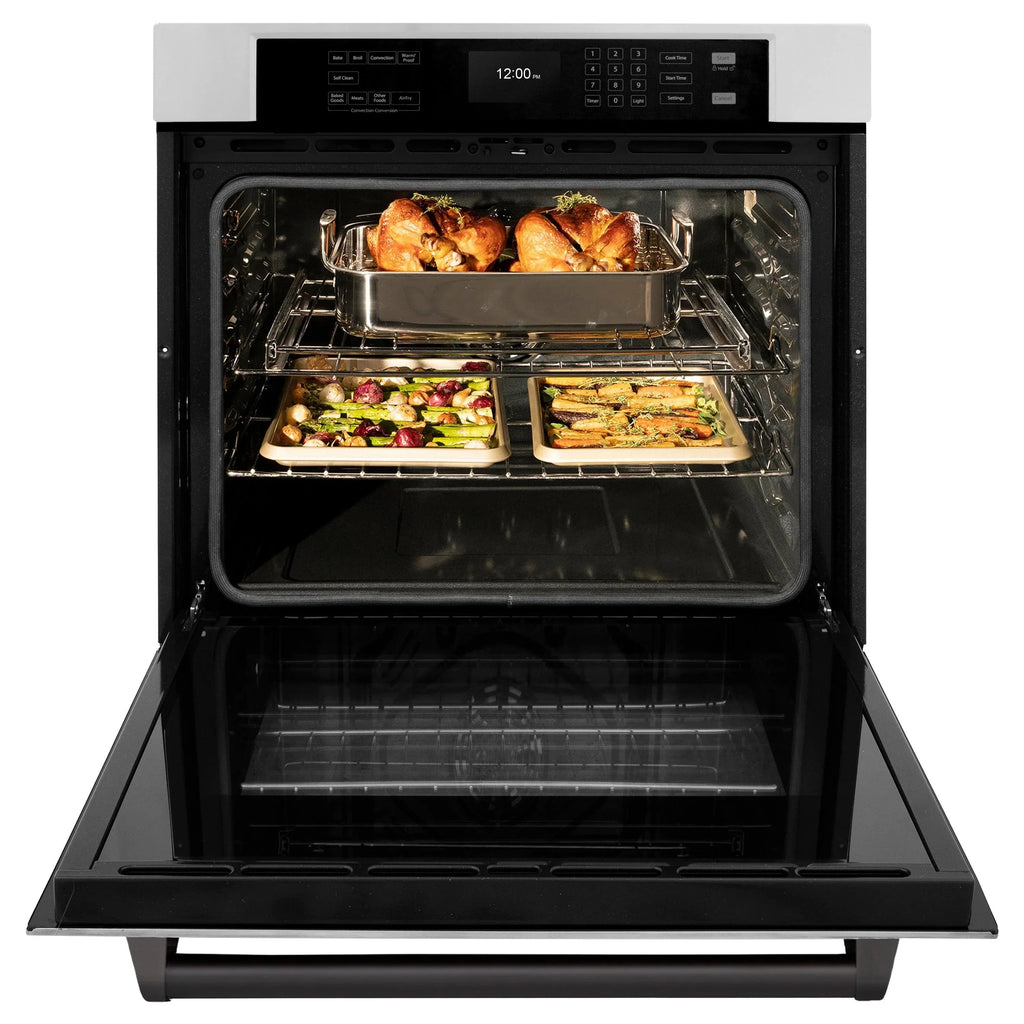ZLINE 30" Autograph Edition Professional True Convection Single Wall Oven, Air Fry, Self Clean, Stainless Steel, Matte Black WASZ-30-MB