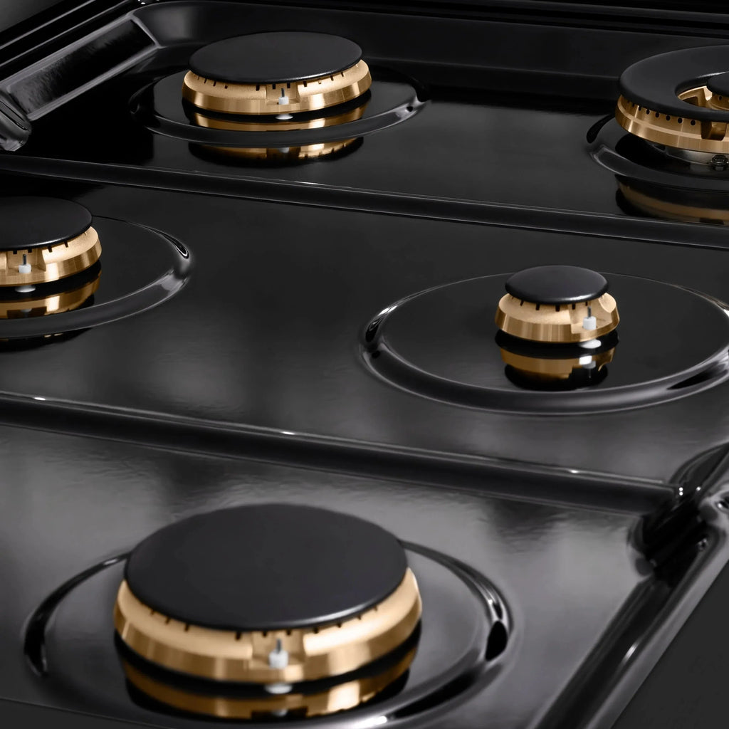 ZLINE 30" Paramount Gas Rangetop Black Stainless Steel Polished Gold SRTBZ-30-G