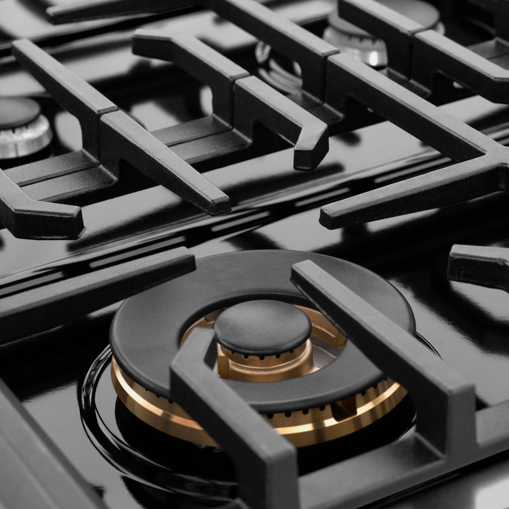 ZLINE 36" Paramount Gas Rangetop Black Stainless Steel Brass Burners SRTB-BR-36