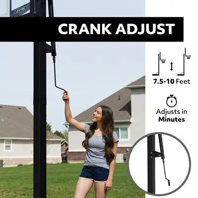 Lifetime Crank Adjust Bolt Down Basketball Hoop (54-Inch Tempered Glass)