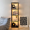 Luxury Glass Display Shelf with Dimmable Led Floor Lamp - 66”