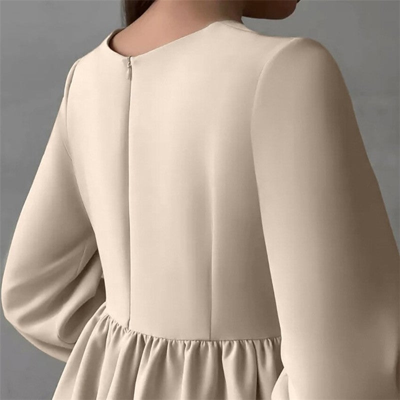 Casual Chic Long Sleeve A-Line Dress for Easy Commuting