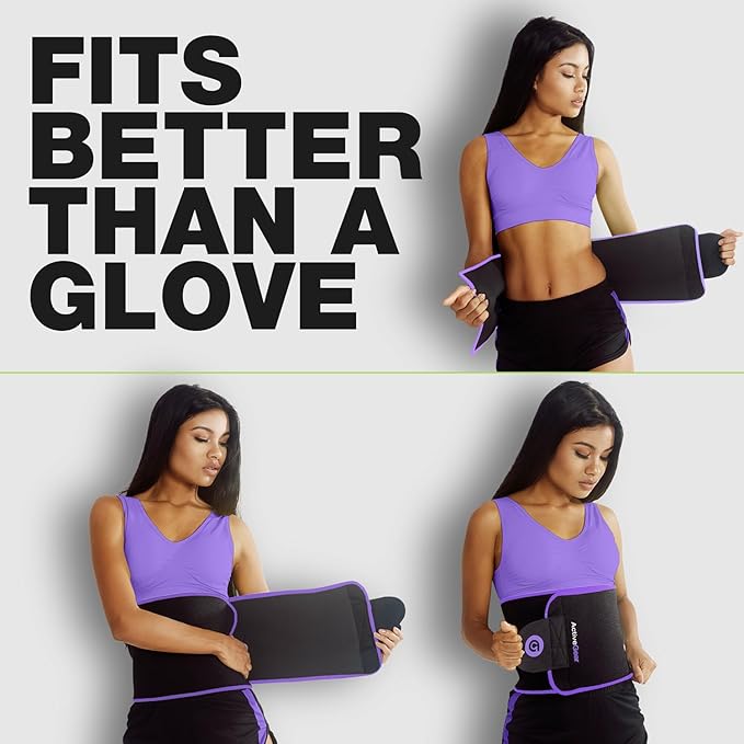 ActiveGear Premium Waist Trimmer & Trainer Belt for Men and Women - Sweat-Enhancing Slimming Wrap for Stomach, Adjustable Fit