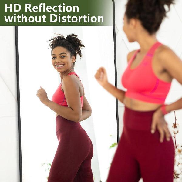 MELOMOIR Full Length Mirror, Floor Mirror with Stand Hanging or Leaning, Aluminum Alloy Frame Full Body Mirror for Bedroom Living Room Cloakroom Hallway, Wall Mirror Full Length, Black