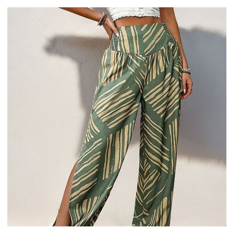 Floral Print Split Hem Leisure Pants